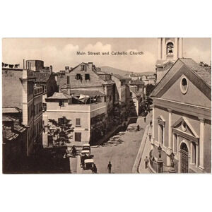 Main Street and Catholic Church Gibraltar Postcard